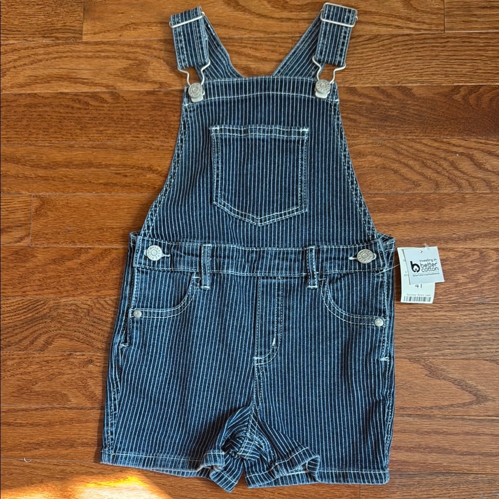Blue Striped Kids Overalls